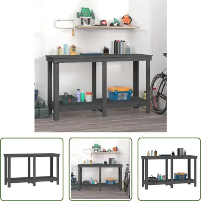 Obrázok produktu pre The Living Store Pracovný stôl sivý 140x50x80 cm z masívneho borovicového dreva