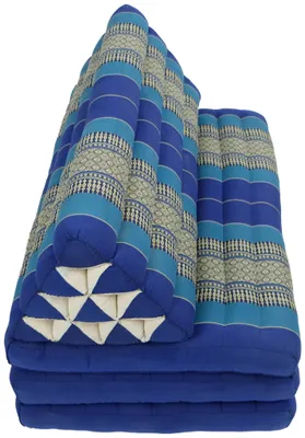 Immagine prodotto di Fine Asianliving cuscino thailandese cuscino triangolare 3 strati riempimento kapok XXXL 80x190x7cm blu mare cuscino thailandese materassino meditazione kapok 301-N07