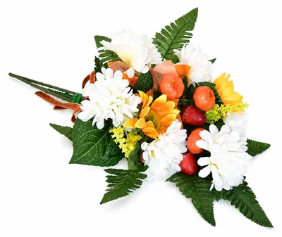 Productafbeelding van Herfstboeket met kunstbloemen, chrysanten en pompoenen, 55x25 cm