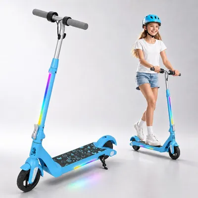 Produktbild von Elektroscooter Kinder mit Langstrecken, bis zu 15km/h Kinderroller, Schnelle Installation zu Tragen E-Roller Für Kinder 6-12, Elektroroller Blau