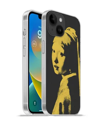 Produktbild von MuchoWow® Handyhülle Schutzhülle Hülle für Apple iPhone 14 - Softcase Mädchen mit Perlenohrring - Vermeer - Schwarz - Gelb Silikon Softcase Handy Hülle - Mobiltelefonhülle