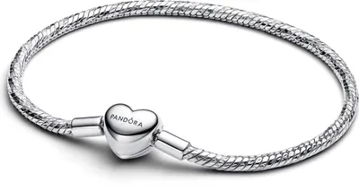Produktbild von Pandora Armband 18cm Schlangenband Silber mit Herz Anhänger Schmuck Accessoire