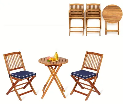 Obrázek produktu pro Sada balkonového nábytku - Balkonový set - Bistro set - Zahradní set - Sada zahradního nábytku - Skládací - Akátové dřevo