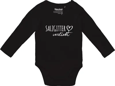 Produktbild von Huuraa Baby Body Salzgitter verliebt 80 Black  Baumwolle Fairtrade Langarmbody Geschenkidee
