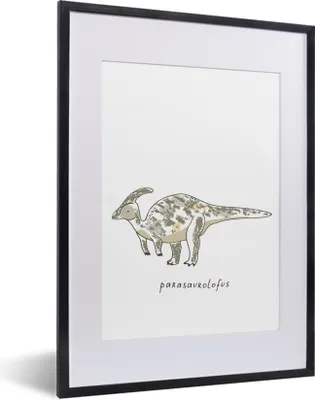 Produktbild von MuchoWow® Gerahmtes Poster Kinderzimmer - Parasausolophus - Dinosaurier - Junge - Mädchen - Kind 30x40 cm - Poster mit Schwarzem Bilderrahmen Wandposter Rahmen Foto Bilder - Wandposter Schlafzimmer