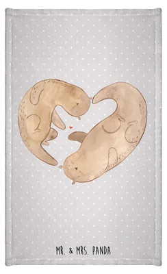 Produktbild von Mr. & Mrs. Panda Handtuch Otter Herz - Grau Pastell - Geschenk, Mini-Handtuch, Gästetuch, Frotteehandtuch, Hochzeitstag, Liebe, Baumwollhandtuch, badezimmer