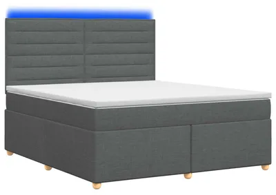 Image de Lit boxspring avec matelas gris foncé 140 x 200 cm Tissu