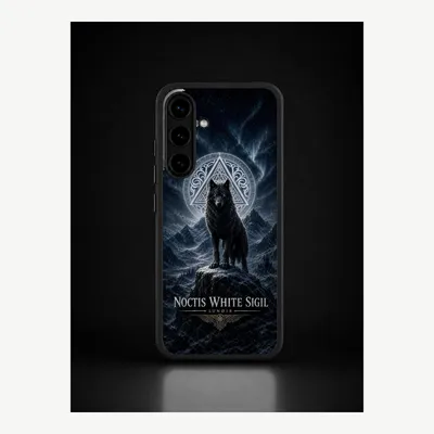 Productafbeelding van Samsung S25 hoesje, telefoonhoesje, beschermhoesje, case met wit zegelmotief – LUNØIR ©