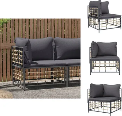 Produktbild von vidaXL Garten-Ecksofa mit Dunkelgrauen Kissen Poly Rattan -  Gartensofaelemente