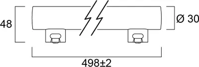 A technical drawing showing the dimensions of a linear LED lamp.