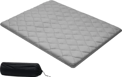 Obrázok produktu pre SucceBuy Japonský futónový matrac (2032 x 1524 x 63,5 mm), skladací tatami (kráľovská veľkosť), podlahový matrac s taškou a upevňovacím materiálom, 9-vrstvová podložka na spanie na meditáciu a jogu, sivá