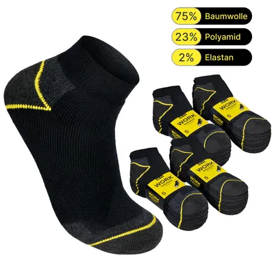 Produktbild von Herren Arbeitssocken (5/10 oder 20 Paar) WORK Sneaker Socken Baumwolle 20 Paar 47 - 50 Schwarz