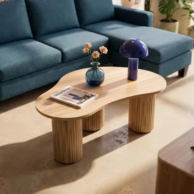 Produktbild von Couchtisch aus MDF mit beigem Melamindekor - Oviala Maeve