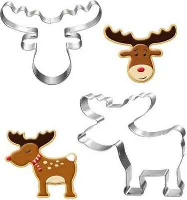 Image de Set d'emporte-pièces de Noël Renne 2 pièces 9cm biscuits enfants