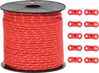 Image de vidaXL Corde de tente réfléchissante avec tendeurs de corde 50 m 4 mm
