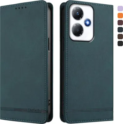 Produktbild von Hülle für Infinix Hot 30 Play/Hot 30 Play NFC, Retro Kunstleder Ständer Klapphülle mit Kartenfächer und Magnetische Grün