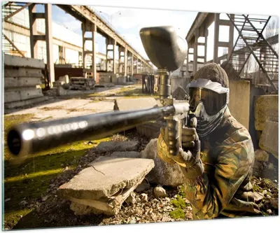 Produktbild von Bilder auf glas - Paintball Pistole Spieler - 100x70cm - Glasbilder - Wandbilder - Kunstdruck - zum Aufhängen bereit - Wanddekoration aus Glas - Glas Bilder - Wandbild auf Glas - GAA100x70-0140