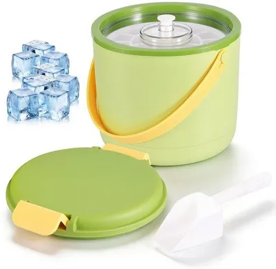 Produktbild von Eishalter mit Deckel und Behälter, 2,6 l großer Eiseimer, BPA-freie Eiswürfel in Lebensmittelqualität mit Zange für 40 Eiswürfel, wiederverwendbarer Eispech