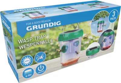 Produktbild von Grundig Wespenfalle mit Solarlampe – ⌀ 7 x 9 cm – 6 bis 8 Stunden aktiv mit Solarenergie – mit Aufhängehaken