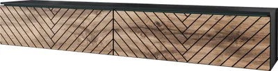 Produktbild von MIRJAN24 TV-Lowboard D180 MDF, TV-Tisch mit zwei Klappen, Loft Wohnzimmer Kollektion (Farbe: Schwarzer Graphit / Wotan Fischgrät, mit weißer LED Beleuchtung)