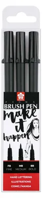 Image de SAKURA POXFVKBP349 SAKURA crayon pinceau PIGMA BRUSH, étui de 3 pièces, noir