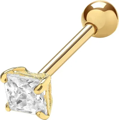 Produktbild von Klassische 9 Karat (375) Gold Damen - Einzel Knorpel Ohrstecker mit Zirkonia - 3mm*3mm; TRS35061