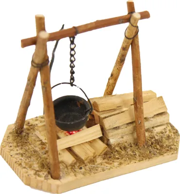 Produktbild von Krippenzubehör Lagerfeuer aus Holz 9,8x5x9 cm für Weihnachtskrippe