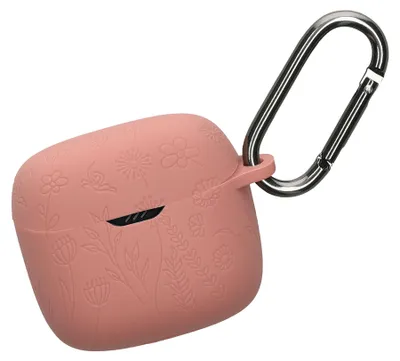 Produktbild von kwmobile Silikon Case für JBL Tune Flex Hülle - Kopfhörer Schutzhülle mit Karabiner - Geprägtes Muster Dark Rose