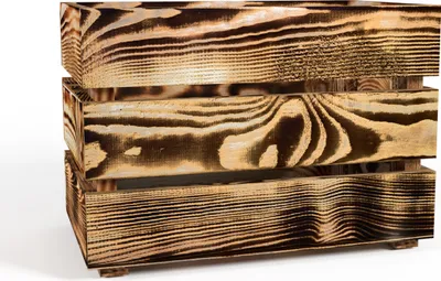 Produktbild von Lermowood Holzkisten Box0422 25 x 40 x 28cm Geflammt | Dekokisten aus Holz Massive Holzkiste Regalkiste Weinkiste