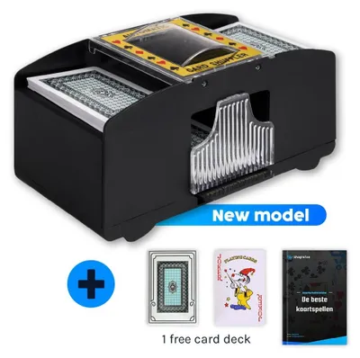 Image de ShopWise : Mélangeur automatique de cartes - Inclut un jeu de cartes et un livre électronique - Fonctionne sur piles - Mélangeur - Mélangeur de cartes - Mélangeur de jeux de cartes