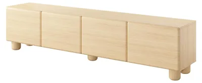Image de Meuble TV large OLMO de 200 cm en bois, avec quatre portes, idéal pour le salon, en finition chêne Vicenza