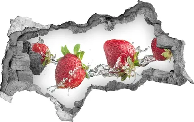 Produktbild von Selbstklebender Loch-3D-Aufkleber 95x73 cm Erdbeeren und Wasser