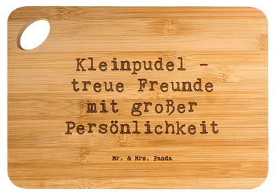 Produktbild von Mr. & Mrs. Panda Holzbrett Spruch Kleinpudel Freunde - Transparent - Geschenk, Schneidebrett, Hunderassen Beschreibung, tägliche Freude, unerschöpfliche Energie, treue
