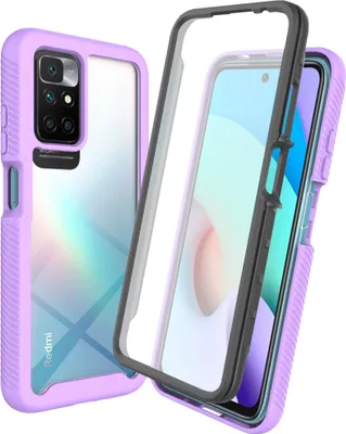 Produktbild von Redmi 10 Hülle, TPU Bumper mit Eingebautem Displayschutz 360 Grad Komplettschutz Schutzhülle für Xiaomi Redmi 10 Lila
