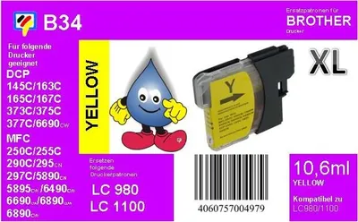 Produktbild von LC-1100HYY / LC980 Ersatzdruckerpatrone yellow mit 750 Seiten Druckleistung nach ISO/24711 für Brother DCP6690CW, MFC5890CN, MFC6490CW, MFC6890CDW