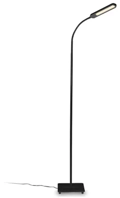 Image de Lampadaire noir salon LED 6,5W, luminosité réglable tête flexible choix de lumière fonction TOUCH lampadaire moderne chambre bureau