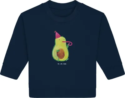 Produktbild von Mr. & Mrs. Panda Organic Baby Pullover Avocado Feier 24. - 36. Monat - French Navy - Geschenk, Bullover, Geburtstag, Party, Tröte, Feierlichkeit