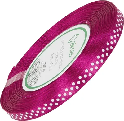 Zdjęcie produktu dla WSTĄŻKA SATYNOWA w kropki 6 mm - fuksja 88 - 23 m - dekoracyjna tasiemka