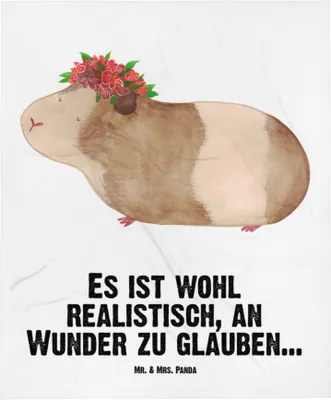 Produktbild von Mr. & Mrs. Panda Babybettdecke Meerschweinchen Weisheit - Weiß - Geschenk, Plaid, Schlummerdecke, Kinderdecke, Spruch, Erstlingsdecke, Wunder, Babydecke, Motivation