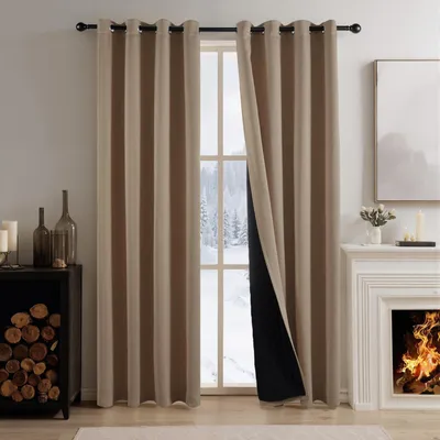 Immagine prodotto di Tende termiche spesse, protezione dal freddo, oscuranti, 100%, dimensioni 210 x 140 cm (confezione da 2), colore cappuccino