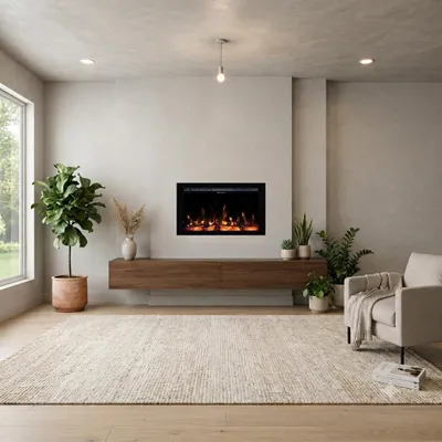 Produktbild von Garlivo Elektrokamineinsatz 'Insert 33' | LED Wandkamin in schwarz mit Heizung (1500 W) | HxBxT: 54,5x81x14,1 cm