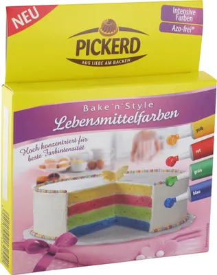 Produktbild von Pickerd Bake n Style Lebensmittelfarben gelb rot grün blau 32g