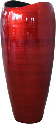 Image de VIVANNO Bac à plantes en fibre de verre DELUXE Rond, rouge spirale brillant avec motif - 37x81 cm