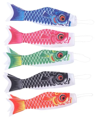 5er Set Japanische Karpfen-Windsocke Koinobori 40 cm