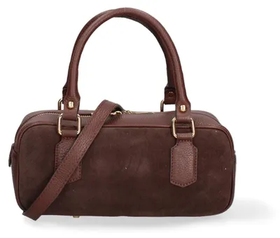 Image de Sac à main pour femme, en cuir suédé, fermeture éclair, fabriqué en Italie, de marque Lux