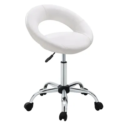 Produktbild von Duhome Rollhocker Drehhocker Schminkhocker Kunstleder Drehstuhl mit Lehne Bürohocker Höhenverstellbar, Weiß