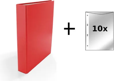 Produktbild von Ringbuch / DIN A5 / 2-Ring Ordner / Farbe: rot + 10 Prospekthüllen