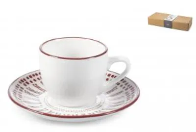 Immagine prodotto di H&H Set 6 Tazze Caffè Voyage Rosso Con Piattino In Porcellana