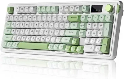 Zdjęcie produktu dla Klawiatura bezprzewodowa z 3-trybowym podświetleniem RGB w kolorze zielonym