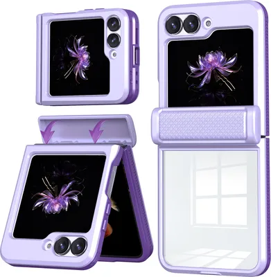 Immagine prodotto di Custodia per Samsung Galaxy Z Flip 6 / Z Flip 7 FE Custodia ibrida in TPU trasparente con protezione della cerniera Viola